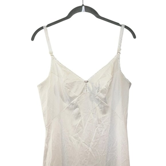 Vtg Behind Every Olga Chemise Style Slip Gown Full Style Ivory V-Neck Size L 34 - Picture 3 of 6